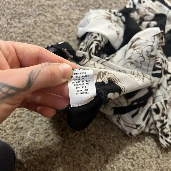 Ember‎ Mock Neck Blouse Floral Business Casual Blouson Sleeve Office Career Crop - Picture 10 of 14